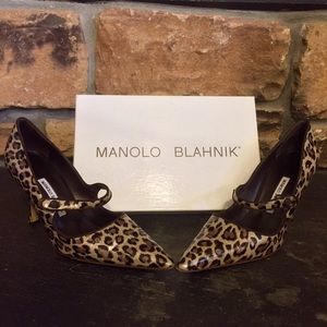 Manolo Blahnik leopard Mary Janes